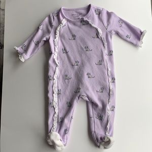 Janie and Jack Purple Kitty Footie 0-3 months